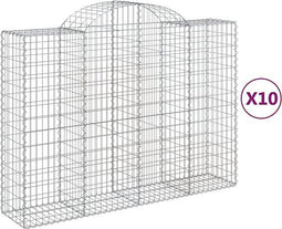 vidaXL - Schanskorven - 10 - st - gewelfd - 200x50x140/160 - cm - ijzer