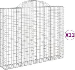 vidaXL - Schanskorven - 11 - st - gewelfd - 200x30x160/180 - cm - ijzer