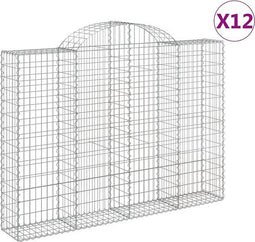 vidaXL - Schanskorven - 12 - st - gewelfd - 200x30x140/160 - cm - ijzer