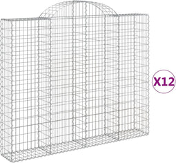 vidaXL - Schanskorven - 12 - st - gewelfd - 200x30x160/180 - cm - ijzer