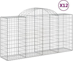 vidaXL - Schanskorven - 12 - st - gewelfd - 200x50x100/120 - cm - ijzer