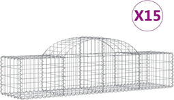 vidaXL - Schanskorven - 15 - st - gewelfd - 200x50x40/60 - cm - gegalvaniseerd - ijzer