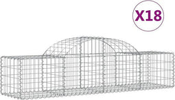 vidaXL - Schanskorven - 18 - st - gewelfd - 200x50x40/60 - cm - gegalvaniseerd - ijzer