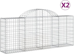 vidaXL - Schanskorven - 2 - st - gewelfd - 200x30x80/100 - cm - gegalvaniseerd - ijzer