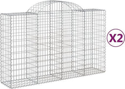 vidaXL - Schanskorven - 2 - st - gewelfd - 200x50x120/140 - cm - ijzer