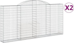 vidaXL - Schanskorven - 2 - st - gewelfd - 300x30x140/160 - cm - ijzer