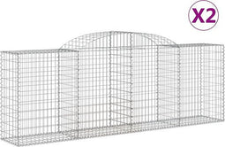 vidaXL - Schanskorven - 2 - st - gewelfd - 300x50x80/120 - cm - ijzer