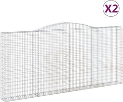vidaXL - Schanskorven - 2 - st - gewelfd - 400x30x180/200 - cm - ijzer