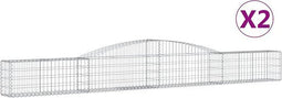 vidaXL - Schanskorven - 2 - st - gewelfd - 400x30x40/60 - cm - ijzer