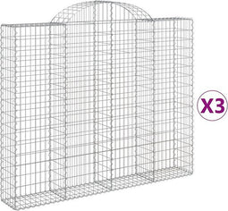 vidaXL - Schanskorven - 3 - st - gewelfd - 200x30x160/180 - cm - ijzer