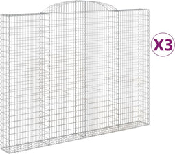 vidaXL - Schanskorven - 3 - st - gewelfd - 300x30x220/240 - cm - ijzer