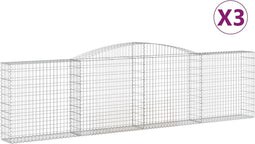 vidaXL - Schanskorven - 3 - st - gewelfd - 400x30x100/120 - cm - ijzer
