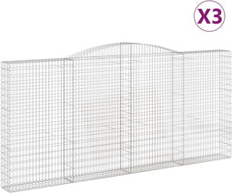 vidaXL - Schanskorven - 3 - st - gewelfd - 400x30x180/200 - cm - ijzer