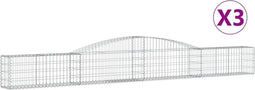 vidaXL - Schanskorven - 3 - st - gewelfd - 400x30x40/60 - cm - ijzer