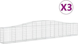 vidaXL - Schanskorven - 3 - st - gewelfd - 400x30x60/80 - cm - ijzer