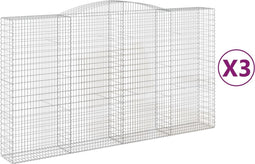 vidaXL - Schanskorven - 3 - st - gewelfd - 400x50x220/240 - cm - ijzer
