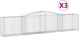 vidaXL - Schanskorven - 3 - st - gewelfd - 400x50x80/100 - cm - gegalvaniseerd - ijzer