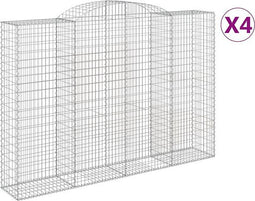 vidaXL - Schanskorven - 4 - st - gewelfd - 300x50x200/220 - cm - ijzer