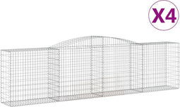 vidaXL - Schanskorven - 4 - st - gewelfd - 400x50x100/120 - cm - ijzer