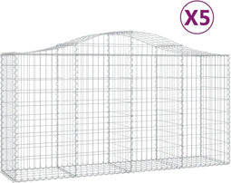 vidaXL - Schanskorven - 5 - st - gewelfd - 200x50x100/120 - cm - ijzer