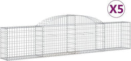 vidaXL - Schanskorven - 5 - st - gewelfd - 300x30x60/80 - cm - gegalvaniseerd - ijzer