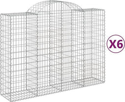 vidaXL - Schanskorven - 6 - st - gewelfd - 200x50x140/160 - cm - ijzer