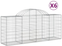 vidaXL - Schanskorven - 6 - st - gewelfd - 200x50x80/100 - cm - gegalvaniseerd - ijzer