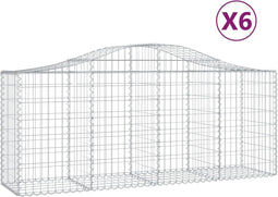 vidaXL - Schanskorven - 6 - st - gewelfd - 200x50x80/100 - cm - gegalvaniseerd - ijzer