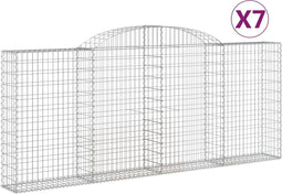vidaXL - Schanskorven - 7 - st - gewelfd - 300x30x120/140 - cm - ijzer