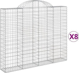 vidaXL - Schanskorven - 8 - st - gewelfd - 200x30x160/180 - cm - ijzer