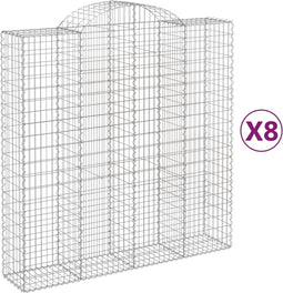 vidaXL - Schanskorven - 8 - st - gewelfd - 200x50x200/220 - cm - ijzer