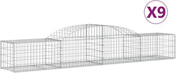 vidaXL - Schanskorven - 9 - st - gewelfd - 300x50x40/60 - cm - gegalvaniseerd - ijzer