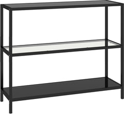 vidaXL - Schap - 100x36x90 - cm - gehard - glas - transparant - en - zwart