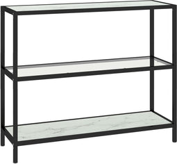 vidaXL - Schap - 100x36x90 - cm - gehard - glas - transparant - en - witmarmerkleurig