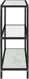 vidaXL - Schap - 100x36x90 - cm - gehard - glas - transparant - en - witmarmerkleurig