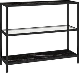 vidaXL - Schap - 100x36x90 - cm - gehard - glas - transparant - zwartmarmerkleurig