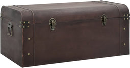 vidaXL - Schatkist - met - sloten - 90x50x39,5 - cm - multiplex - donkerbruin