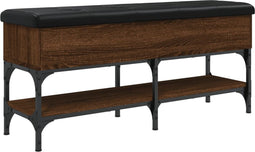 vidaXL - Schoenenbank - 102x32x45 - cm - bewerkt - hout - bruin - eikenkleur