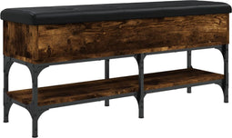 vidaXL - Schoenenbank - 102x32x45 - cm - bewerkt - hout - gerookt - eikenkleurig