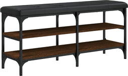 vidaXL - Schoenenbank - 102x32x47 - cm - bewerkt - hout - bruin - eikenkleur