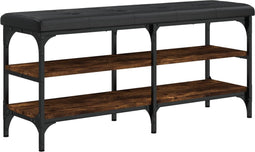 vidaXL - Schoenenbank - 102x32x47 - cm - bewerkt - hout - gerookt - eikenkleurig