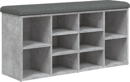 vidaXL - Schoenenbank - 102x32x50 - cm - bewerkt - hout - betongrijs