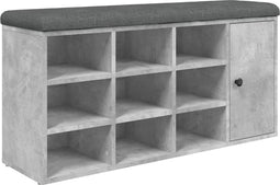 vidaXL - Schoenenbank - 102x32x50 - cm - bewerkt - hout - betongrijs