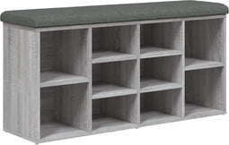 vidaXL - Schoenenbank - 102x32x50 - cm - bewerkt - hout - grijs - sonoma - eikenkleur