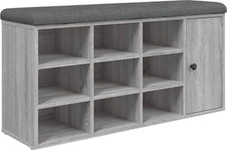 vidaXL - Schoenenbank - 102x32x50 - cm - bewerkt - hout - grijs - sonoma - eikenkleur