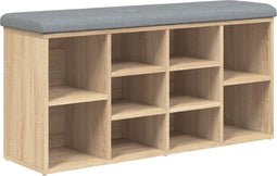 vidaXL - Schoenenbank - 102x32x50 - cm - bewerkt - hout - sonoma - eikenkleurig