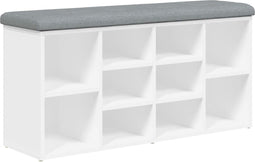 vidaXL - Schoenenbank - 102x32x50 - cm - bewerkt - hout - wit