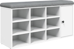 vidaXL - Schoenenbank - 102x32x50 - cm - bewerkt - hout - wit