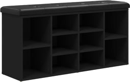 vidaXL - Schoenenbank - 102x32x50 - cm - bewerkt - hout - zwart
