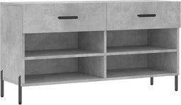 vidaXL - Schoenenbank - 102x35x55 - cm - bewerkt - hout - betongrijs